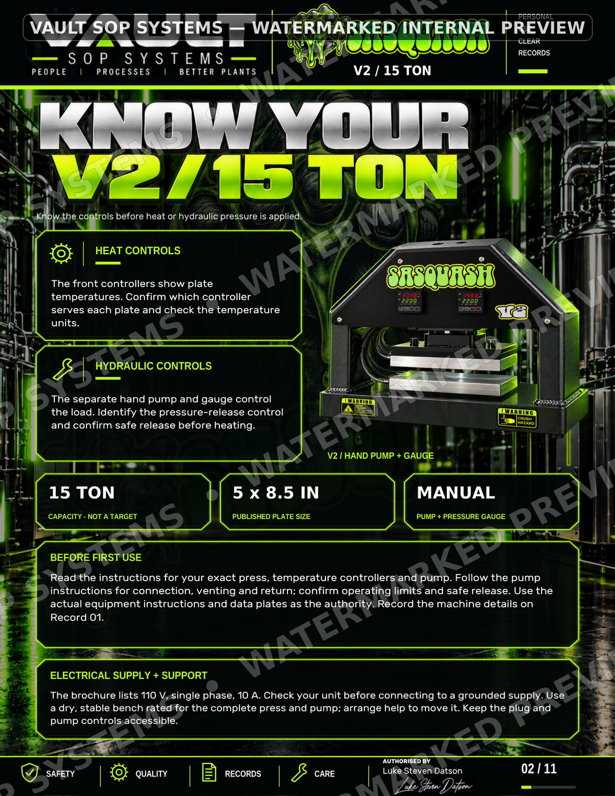 Watermarked page 2 preview of Sasquash V2 15-Ton Hobby SOP