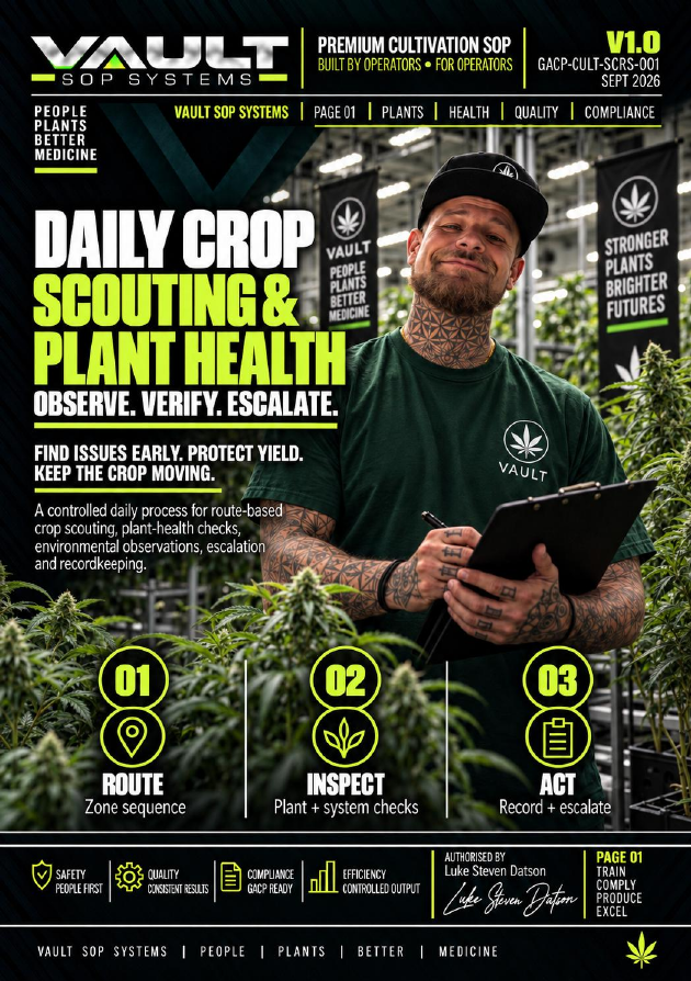 Vault SOP Systems GACP Daily Crop Scouting and Plant Health Master Execution SOP cover