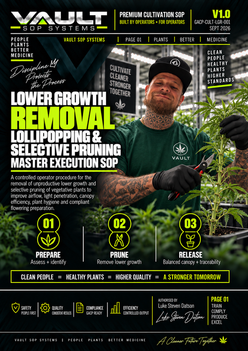 VAULT SOP Systems GACP Lower Growth Removal, Lollipopping and Selective Pruning Master Execution SOP