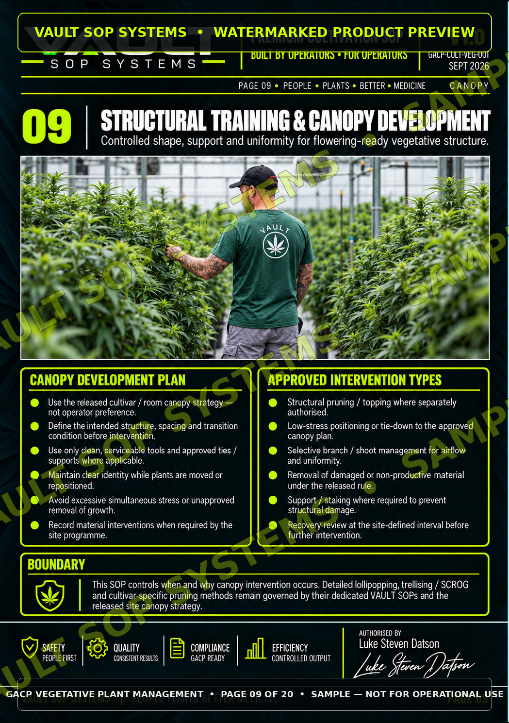 Watermarked internal sample page from Vegetative Plant Management and Canopy Development, page 9 of 20