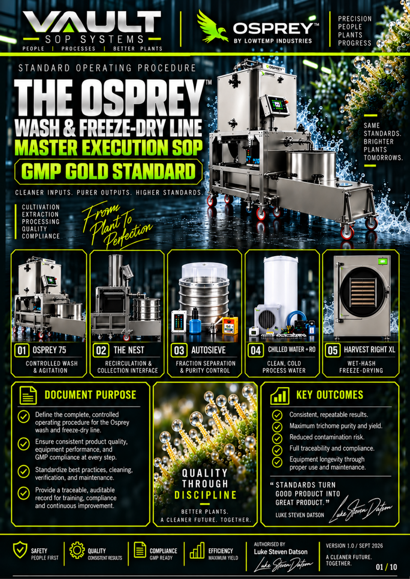 The Osprey Wash and Freeze-Dry Line - VAULT Master Execution SOP, fillable A4 PDF