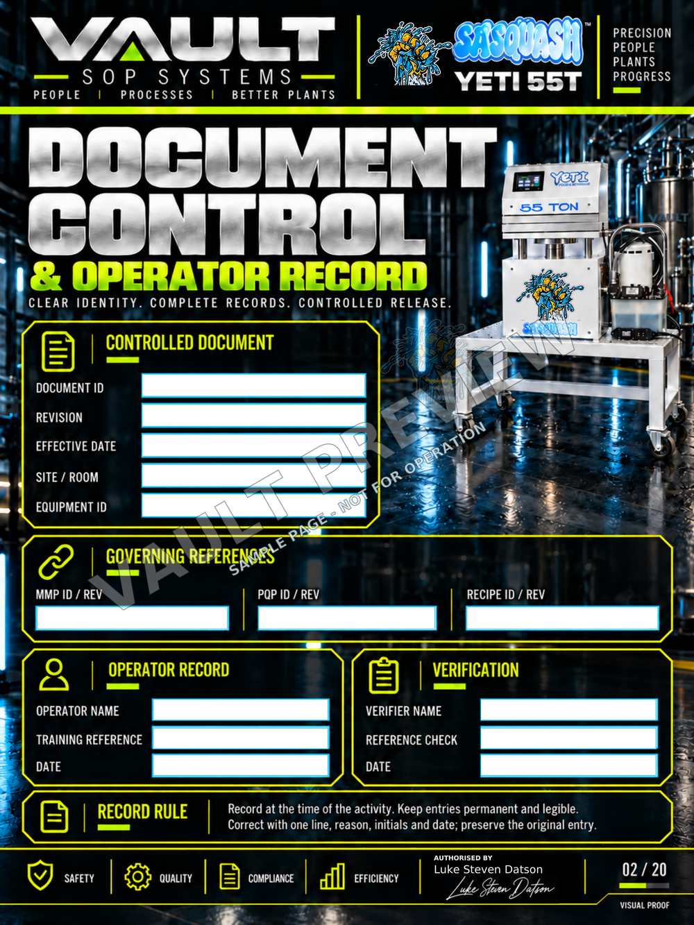 View the Yeti 55T SOP and document preview